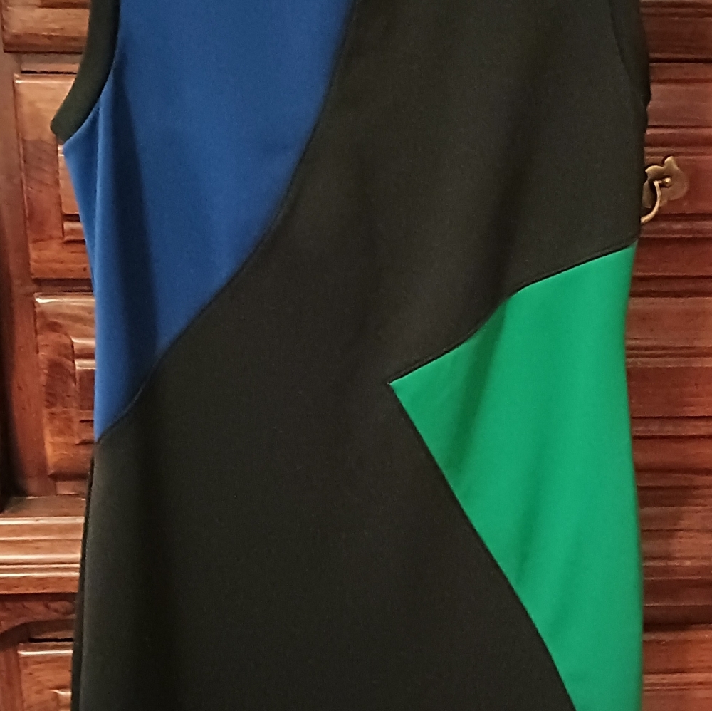 Carole Little Color block Sleeveless Dress - Blue, Black, Green size 6 - Picture 3 of 3